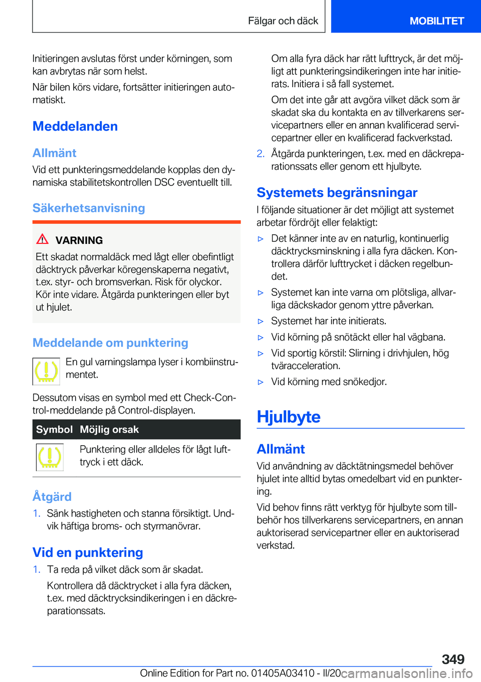 BMW X6 M 2020  InstruktionsbÖcker (in Swedish) �I�n�i�t�i�e�r�i�n�g�e�n��a�v�s�l�u�t�a�s��f�