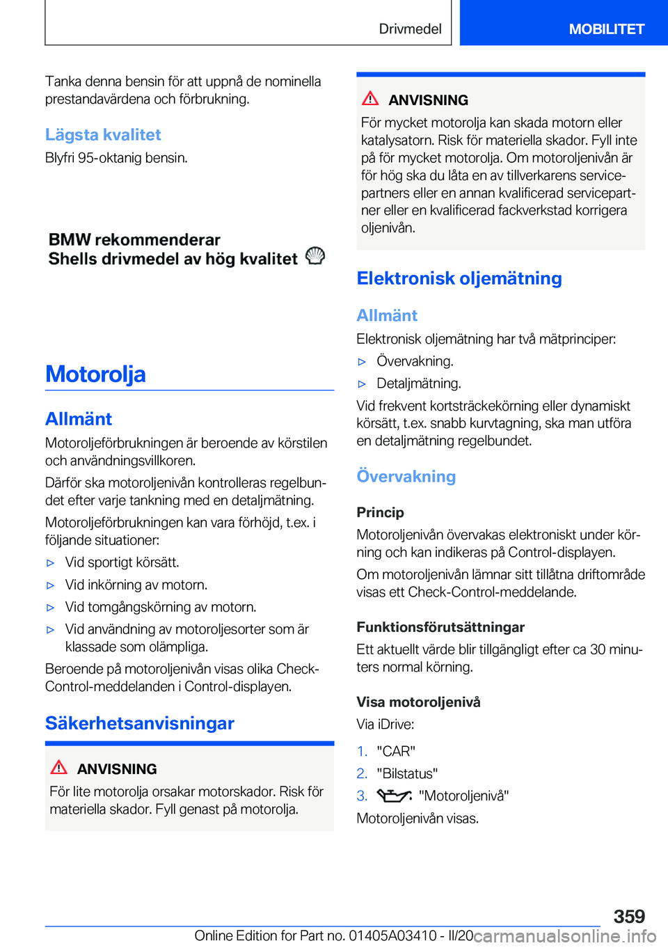 BMW X6 M 2020  InstruktionsbÖcker (in Swedish) �T�a�n�k�a��d�e�n�n�a��b�e�n�s�i�n��f�