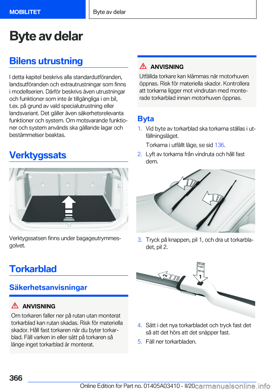 BMW X6 M 2020  InstruktionsbÖcker (in Swedish) �B�y�t�e��a�v��d�e�l�a�r�B�i�l�e�n�s��u�t�r�u�s�t�n�i�n�g
�I��d�e�t�t�a��k�a�p�i�t�e�l��b�e�s�k�r�i�v�s��a�l�l�a��s�t�a�n�d�a�r�d�u�t�f�
