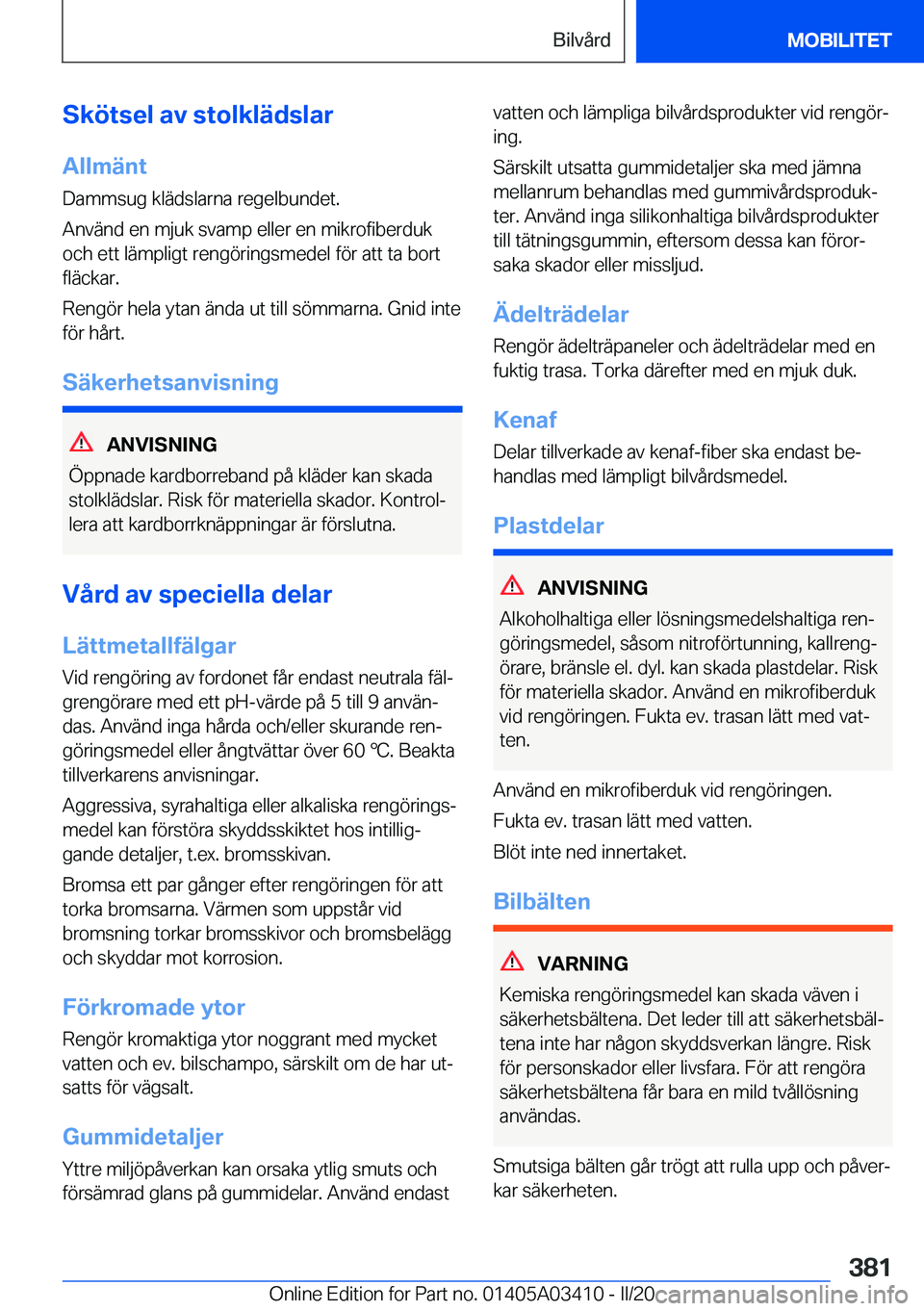 BMW X6 M 2020  InstruktionsbÖcker (in Swedish) �S�k�