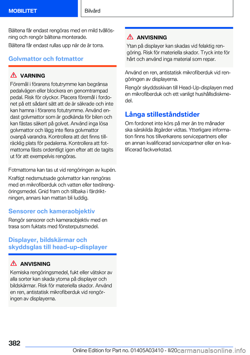 BMW X6 M 2020  InstruktionsbÖcker (in Swedish) �B�ä�l�t�e�n�a��f�å�r��e�n�d�a�s�t��r�e�n�g�