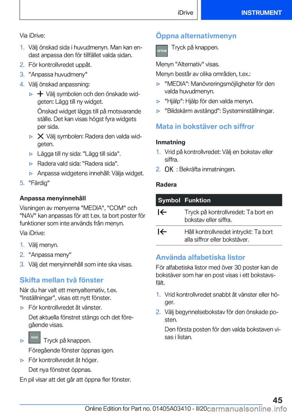 BMW X6 M 2020  InstruktionsbÖcker (in Swedish) �V�i�a��i�D�r�i�v�e�:�1�.�V�ä�l�j��