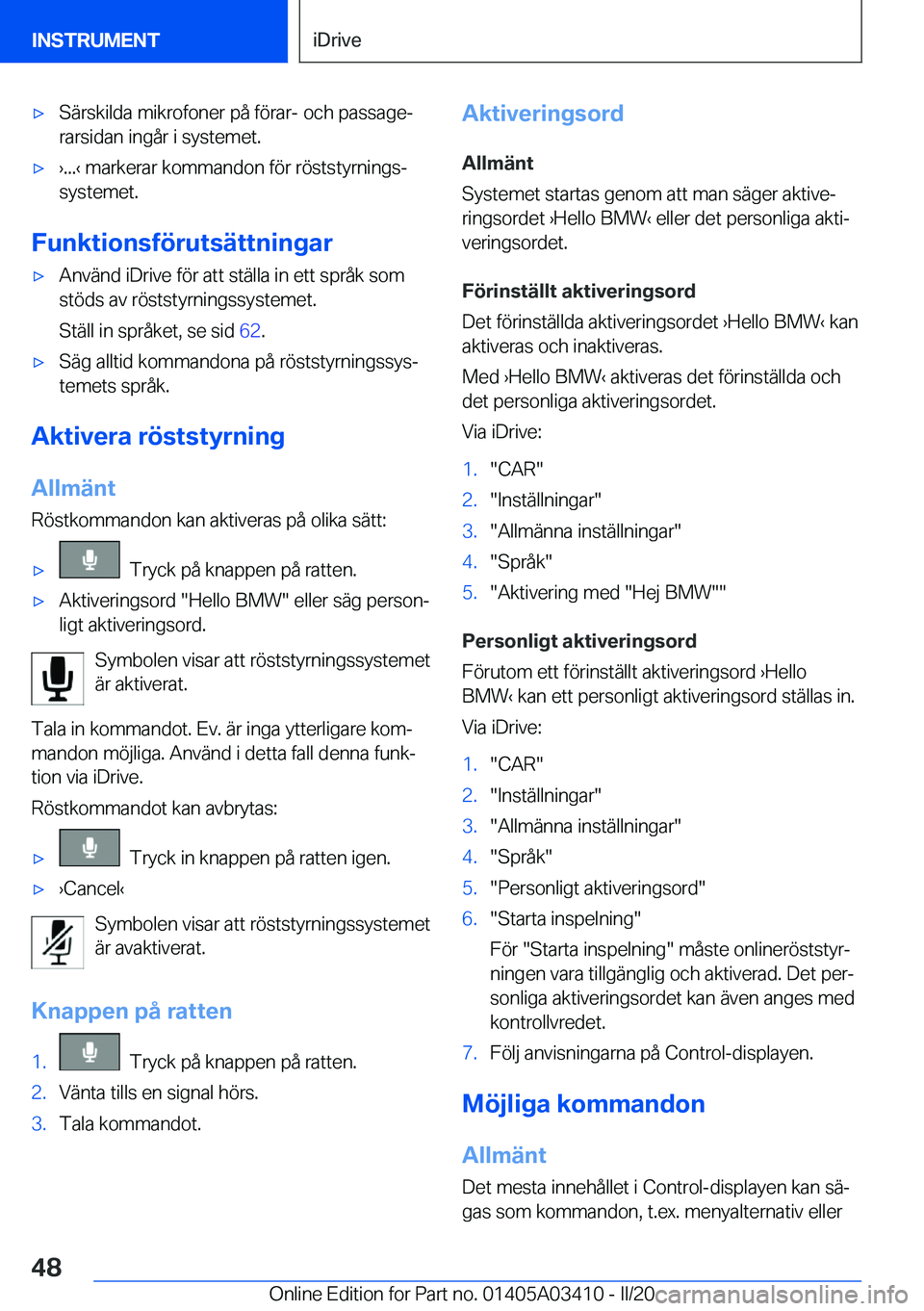 BMW X6 M 2020  InstruktionsbÖcker (in Swedish) 'x�S�ä�r�s�k�i�l�d�a��m�i�k�r�o�f�o�n�e�r��p�å��f�