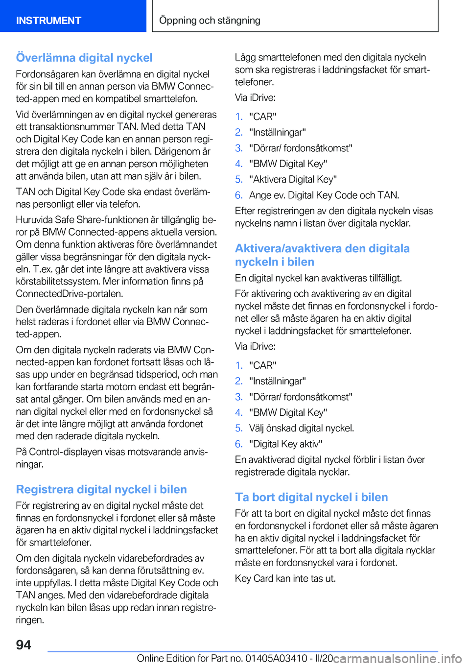 BMW X6 M 2020  InstruktionsbÖcker (in Swedish) �