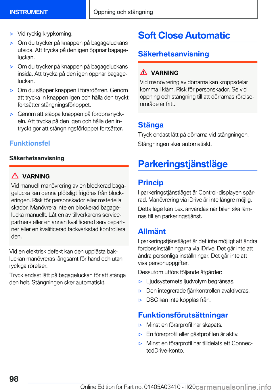 BMW X6 M 2020  InstruktionsbÖcker (in Swedish) 'x�V�i�d��r�y�c�k�i�g��k�r�y�p�k�