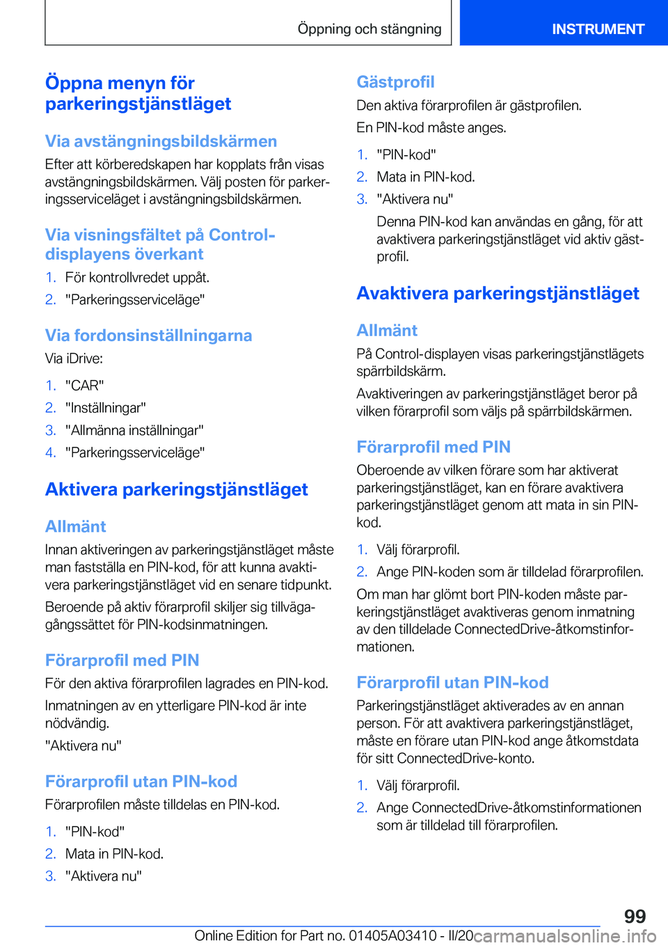 BMW X6 M 2020  InstruktionsbÖcker (in Swedish) �