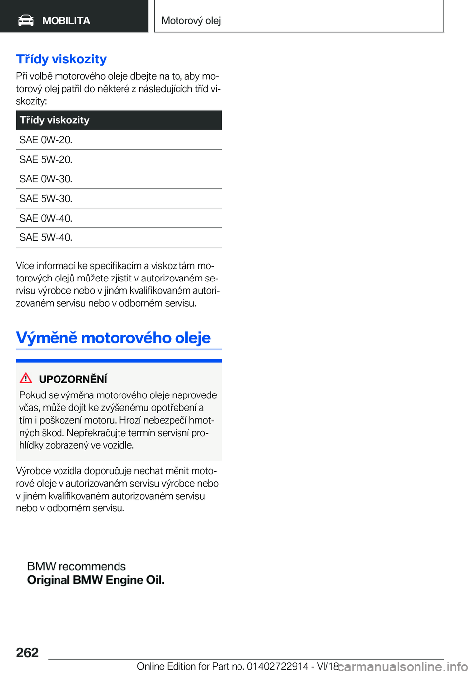 BMW X6 M 2019  Návod na použití (in Czech) �T�