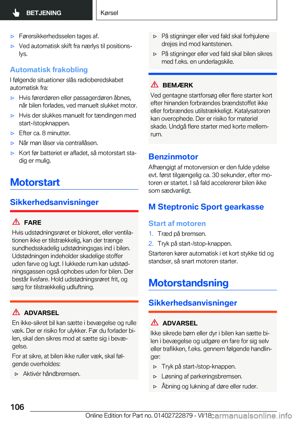 BMW X6 M 2019  InstruktionsbØger (in Danish) 'x�F�