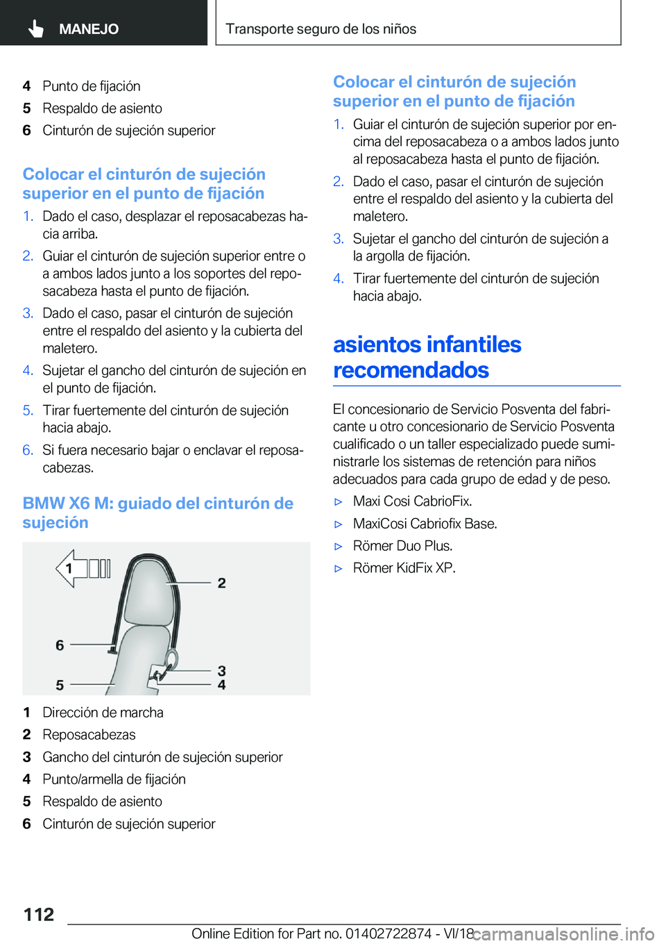BMW X6 M 2019  Manuales de Empleo (in Spanish) �4�P�u�n�t�o��d�e��f�i�j�a�c�i�