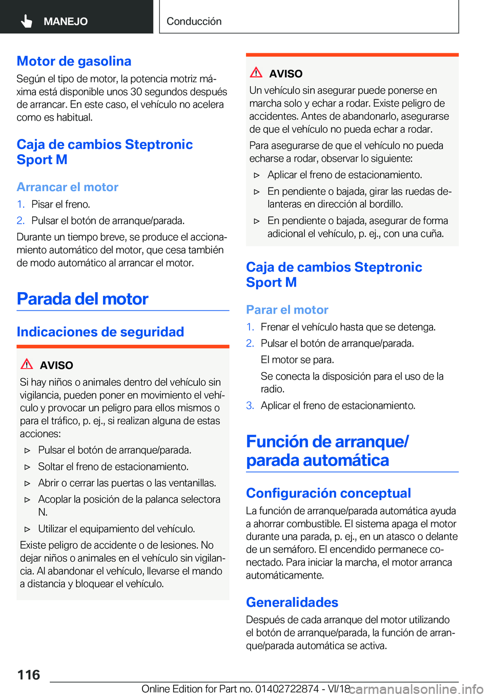 BMW X6 M 2019  Manuales de Empleo (in Spanish) �M�o�t�o�r��d�e��g�a�s�o�l�i�n�a�S�e�g�