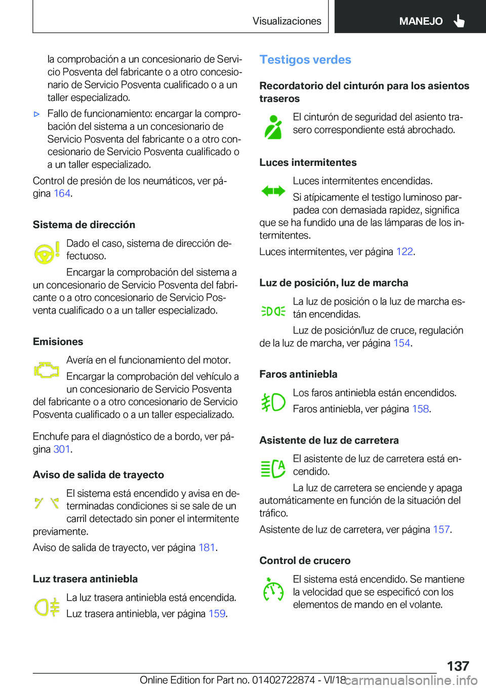 BMW X6 M 2019  Manuales de Empleo (in Spanish) �l�a��c�o�m�p�r�o�b�a�c�i�
