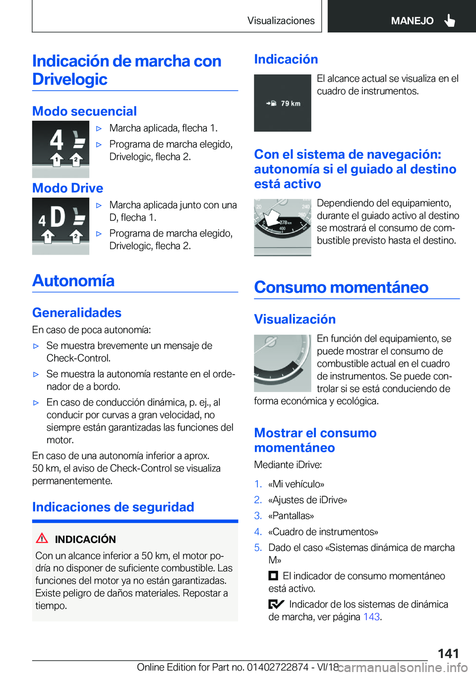 BMW X6 M 2019  Manuales de Empleo (in Spanish) �I�n�d�i�c�a�c�i�
