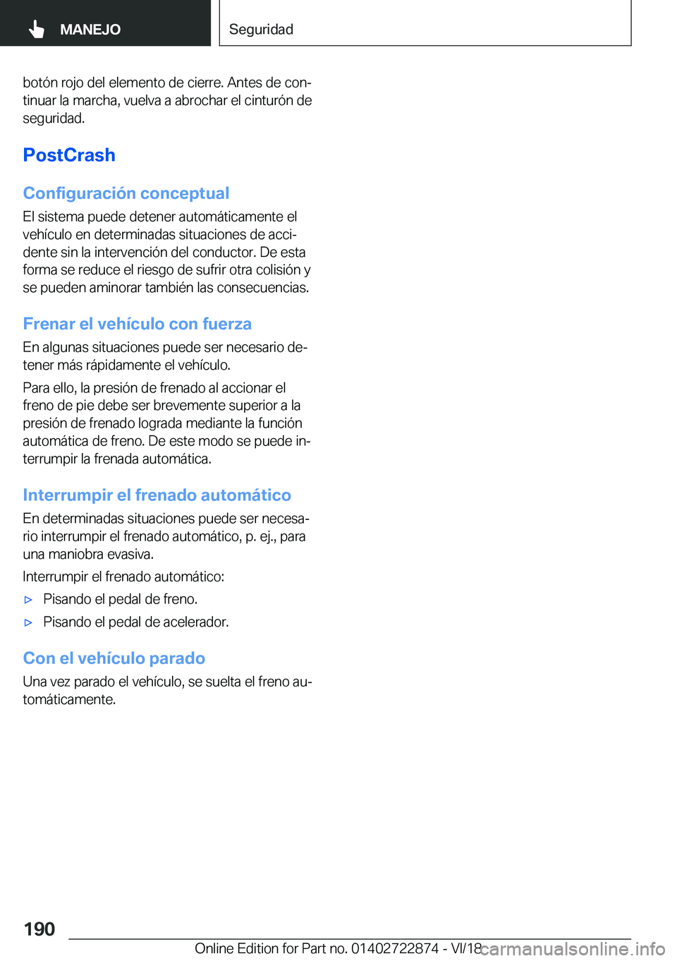 BMW X6 M 2019  Manuales de Empleo (in Spanish) �b�o�t�