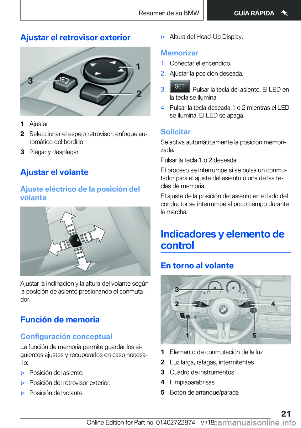 BMW X6 M 2019  Manuales de Empleo (in Spanish) �A�j�u�s�t�a�r��e�l��r�e�t�r�o�v�i�s�o�r��e�x�t�e�r�i�o�r�1�A�j�u�s�t�a�r�2�S�e�l�e�c�c�i�o�n�a�r��e�l��e�s�p�e�j�o��r�e�t�r�o�v�i�s�o�r�,��e�n�f�o�q�u�e��a�uª
�t�o�m�