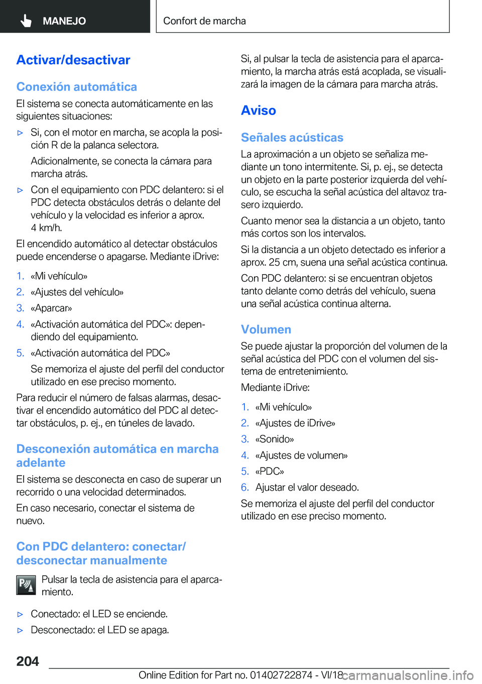 BMW X6 M 2019  Manuales de Empleo (in Spanish) �A�c�t�i�v�a�r�/�d�e�s�a�c�t�i�v�a�r�C�o�n�e�x�i�