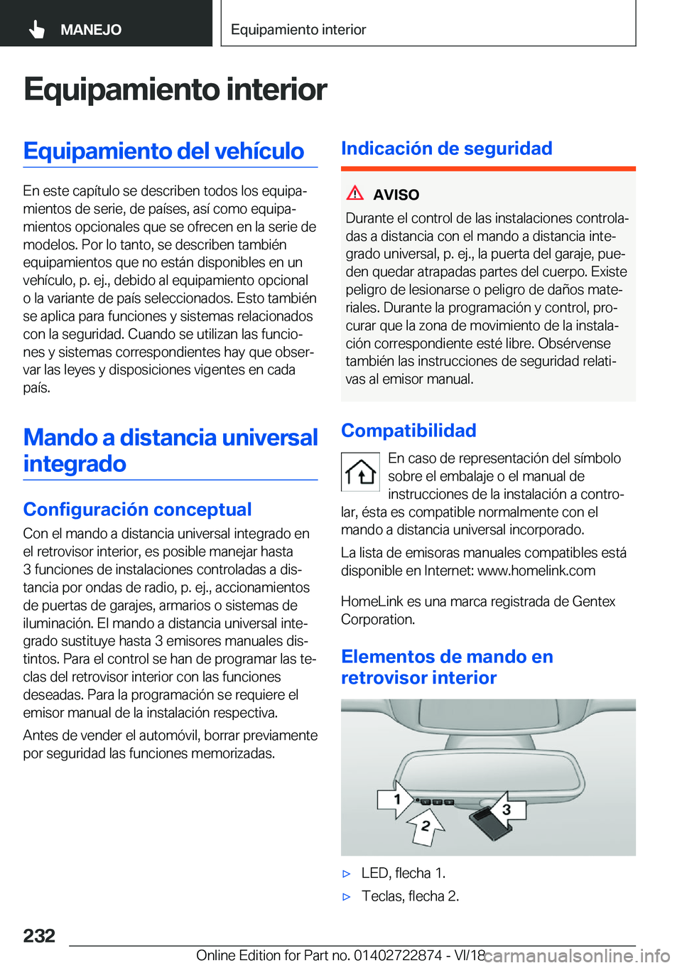 BMW X6 M 2019  Manuales de Empleo (in Spanish) �E�q�u�i�p�a�m�i�e�n�t�o��i�n�t�e�r�i�o�r�E�q�u�i�p�a�m�i�e�n�t�o��d�e�l��v�e�h�