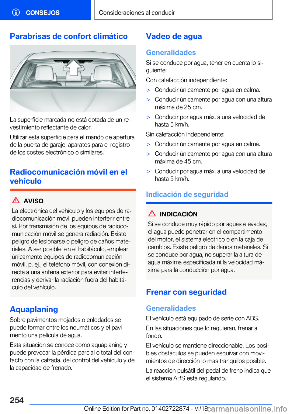 BMW X6 M 2019  Manuales de Empleo (in Spanish) �P�a�r�a�b�r�i�s�a�s��d�e��c�o�n�f�o�r�t��c�l�i�m�