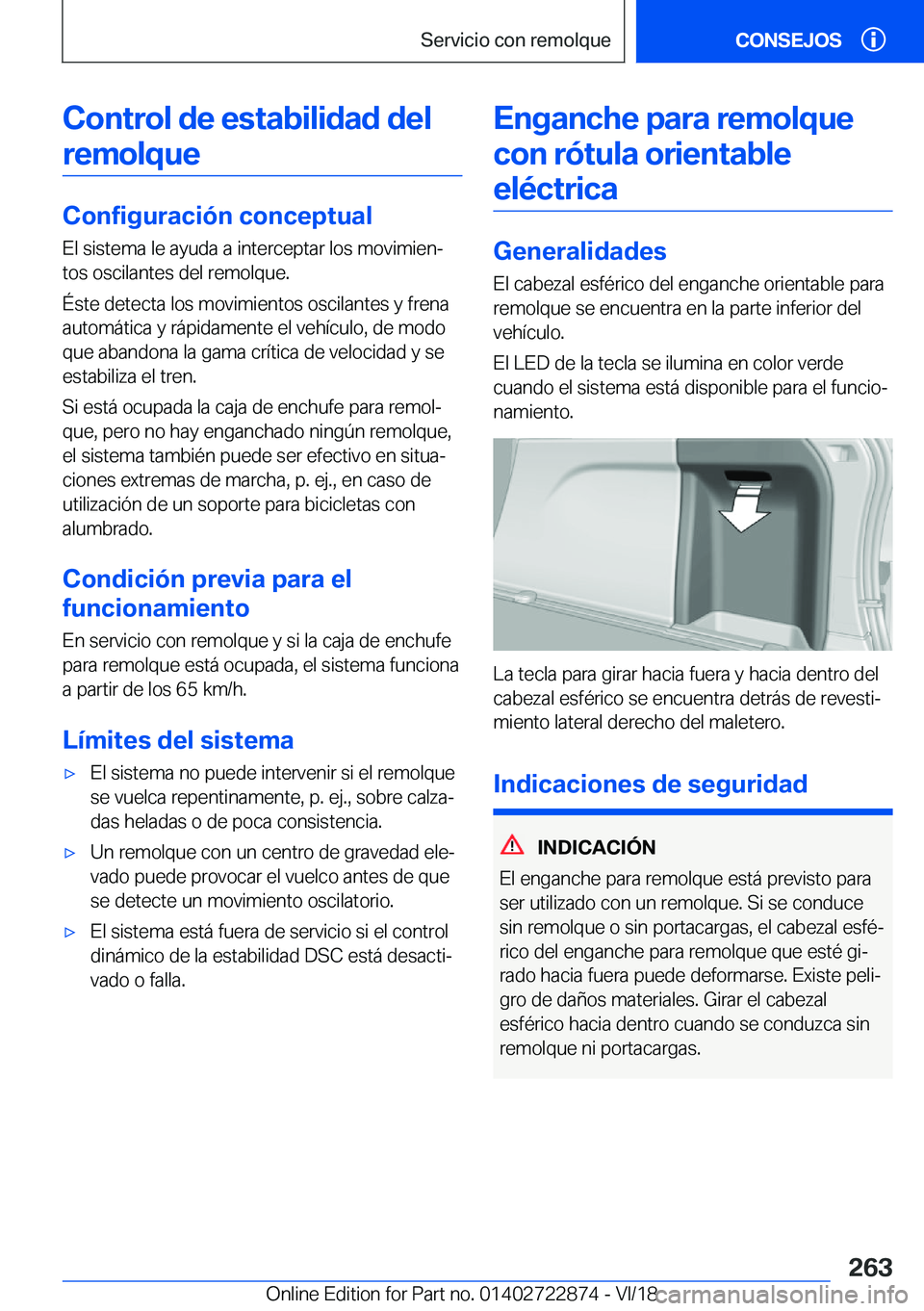 BMW X6 M 2019  Manuales de Empleo (in Spanish) �C�o�n�t�r�o�l��d�e��e�s�t�a�b�i�l�i�d�a�d��d�e�l�r�e�m�o�l�q�u�e
�C�o�n�f�i�g�u�r�a�c�i�