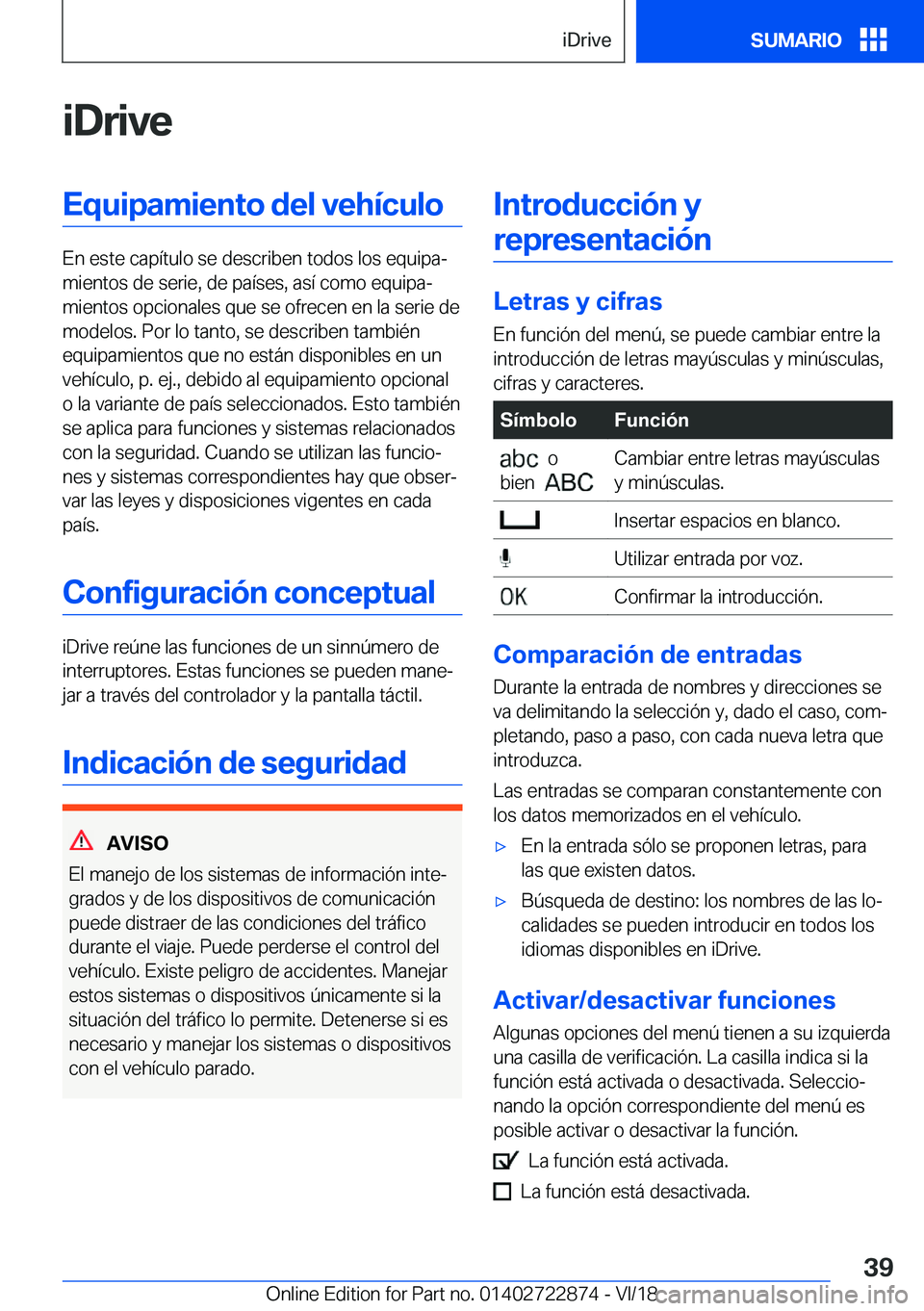 BMW X6 M 2019  Manuales de Empleo (in Spanish) �i�D�r�i�v�e�E�q�u�i�p�a�m�i�e�n�t�o��d�e�l��v�e�h�