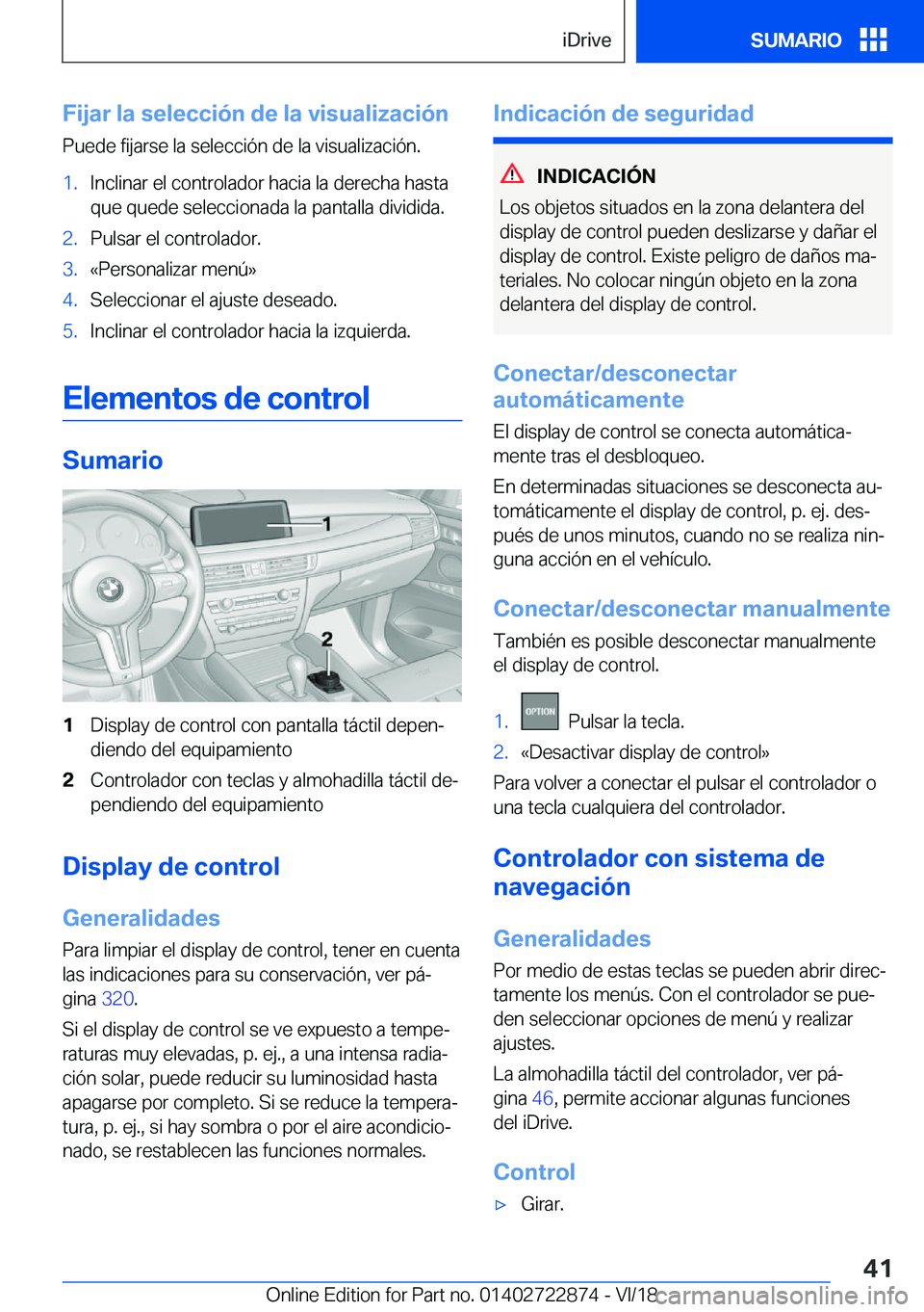 BMW X6 M 2019  Manuales de Empleo (in Spanish) �F�i�j�a�r��l�a��s�e�l�e�c�c�i�