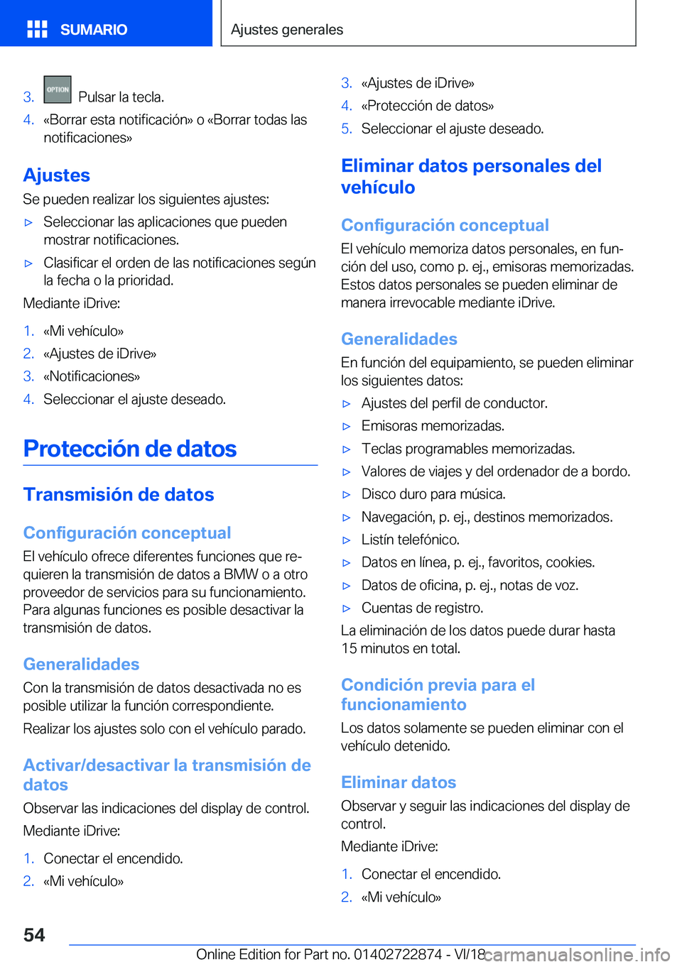 BMW X6 M 2019  Manuales de Empleo (in Spanish) �3�.���P�u�l�s�a�r��l�a��t�e�c�l�a�.�4�.�«�B�o�r�r�a�r��e�s�t�a��n�o�t�i�f�i�c�a�c�i�
