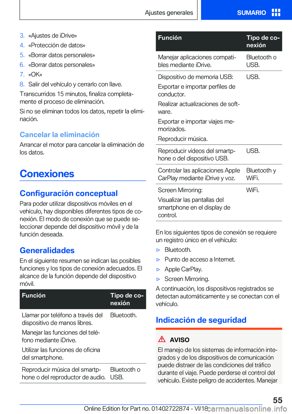 BMW X6 M 2019  Manuales de Empleo (in Spanish) �3�.�«�A�j�u�s�t�e�s��d�e��i�D�r�i�v�e�{�4�.�«�P�r�o�t�e�c�c�i�