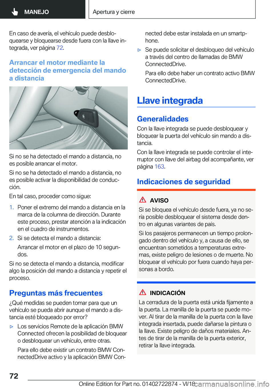 BMW X6 M 2019  Manuales de Empleo (in Spanish) �E�n��c�a�s�o��d�e��a�v�e�r�