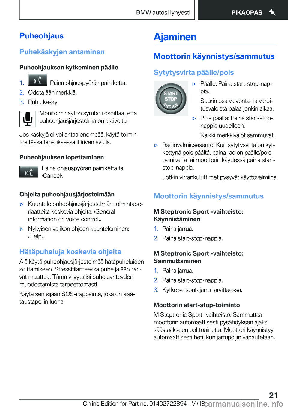 BMW X6 M 2019  Omistajan Käsikirja (in Finnish) �P�u�h�e�o�h�j�a�u�s�P�u�h�e�k�