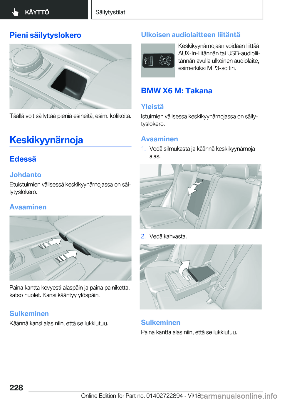 BMW X6 M 2019  Omistajan Käsikirja (in Finnish) �P�i�e�n�i��s�