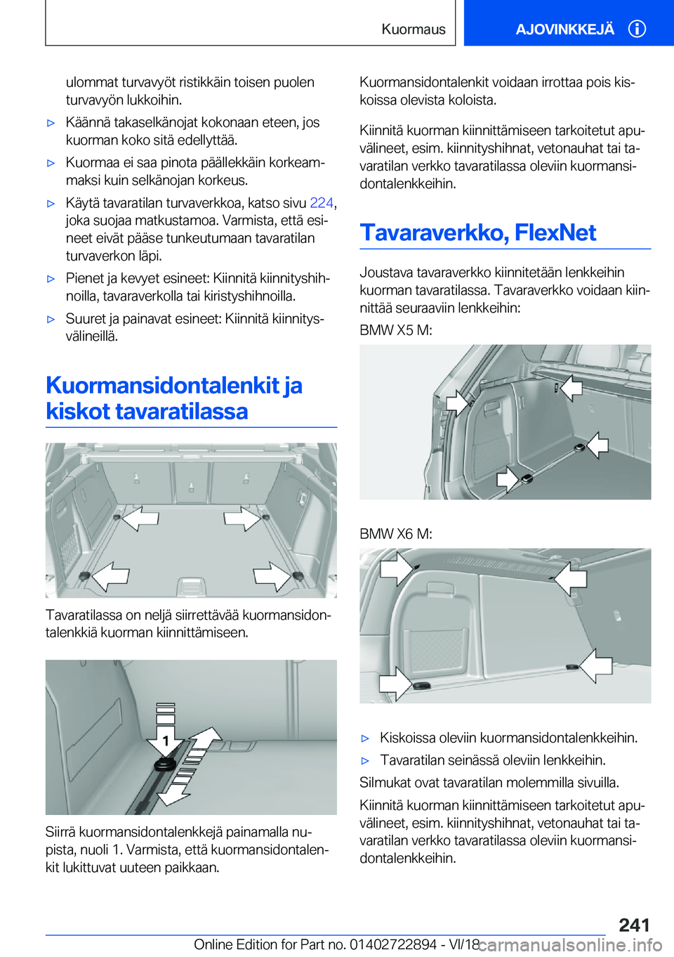 BMW X6 M 2019  Omistajan Käsikirja (in Finnish) �u�l�o�m�m�a�t��t�u�r�v�a�v�y�