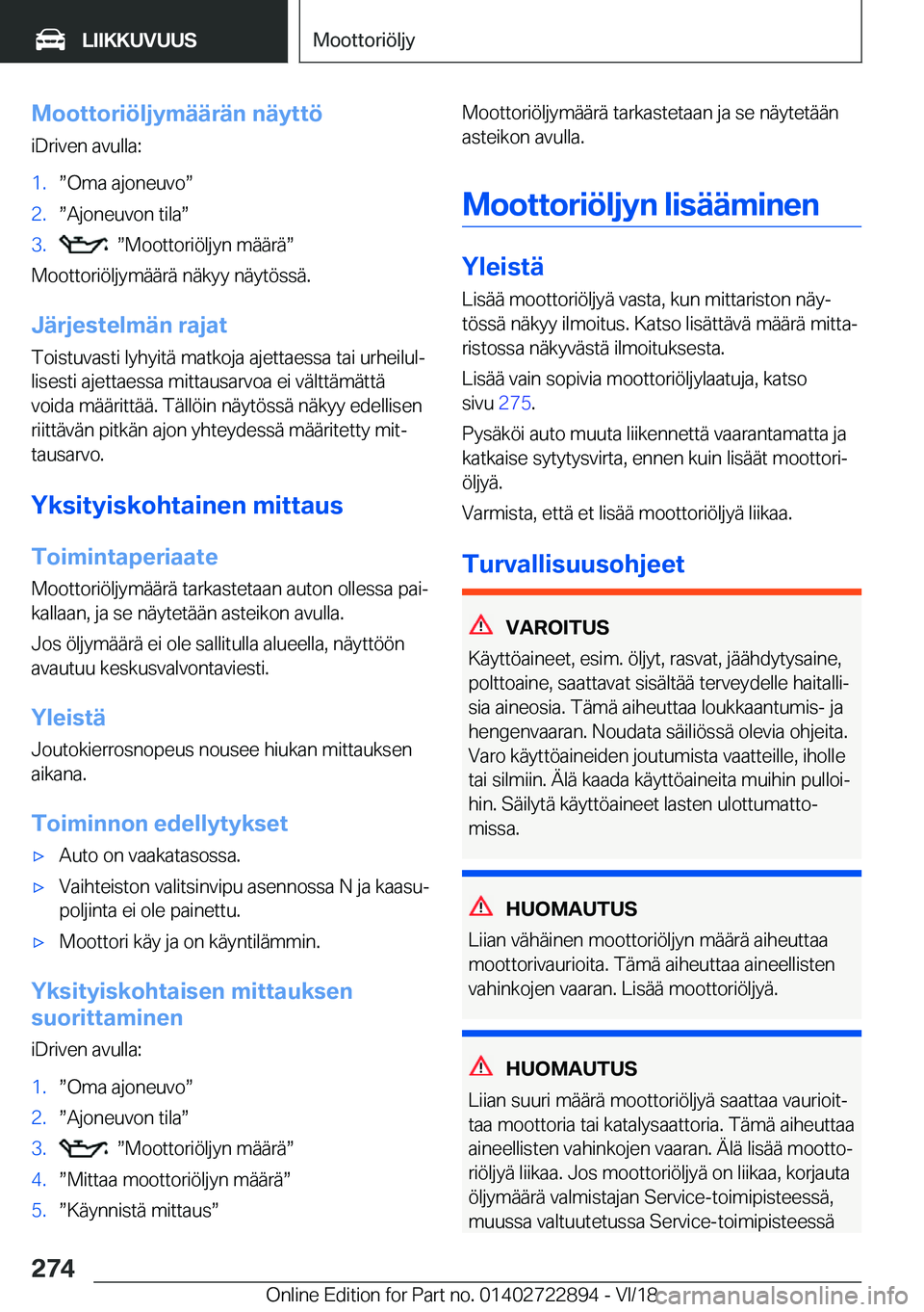 BMW X6 M 2019  Omistajan Käsikirja (in Finnish) �M�o�o�t�t�o�r�i�