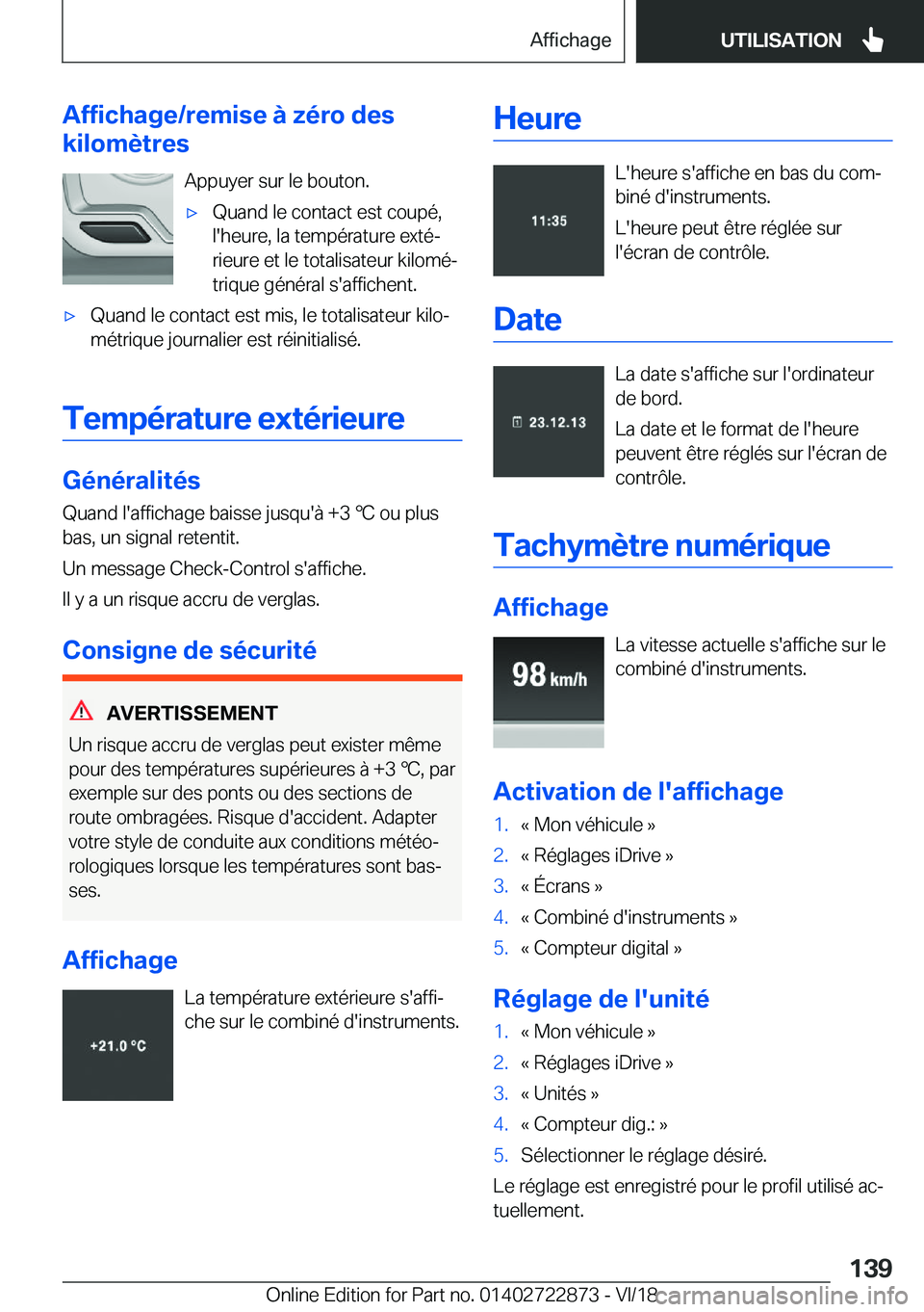 BMW X6 M 2019  Notices Demploi (in French) �A�f�f�i�c�h�a�g�e�/�r�e�m�i�s�e��