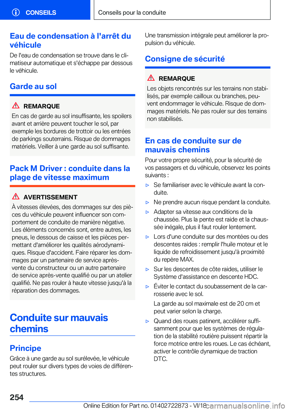 BMW X6 M 2019  Notices Demploi (in French) �E�a�u��d�e��c�o�n�d�e�n�s�a�t�i�o�n��