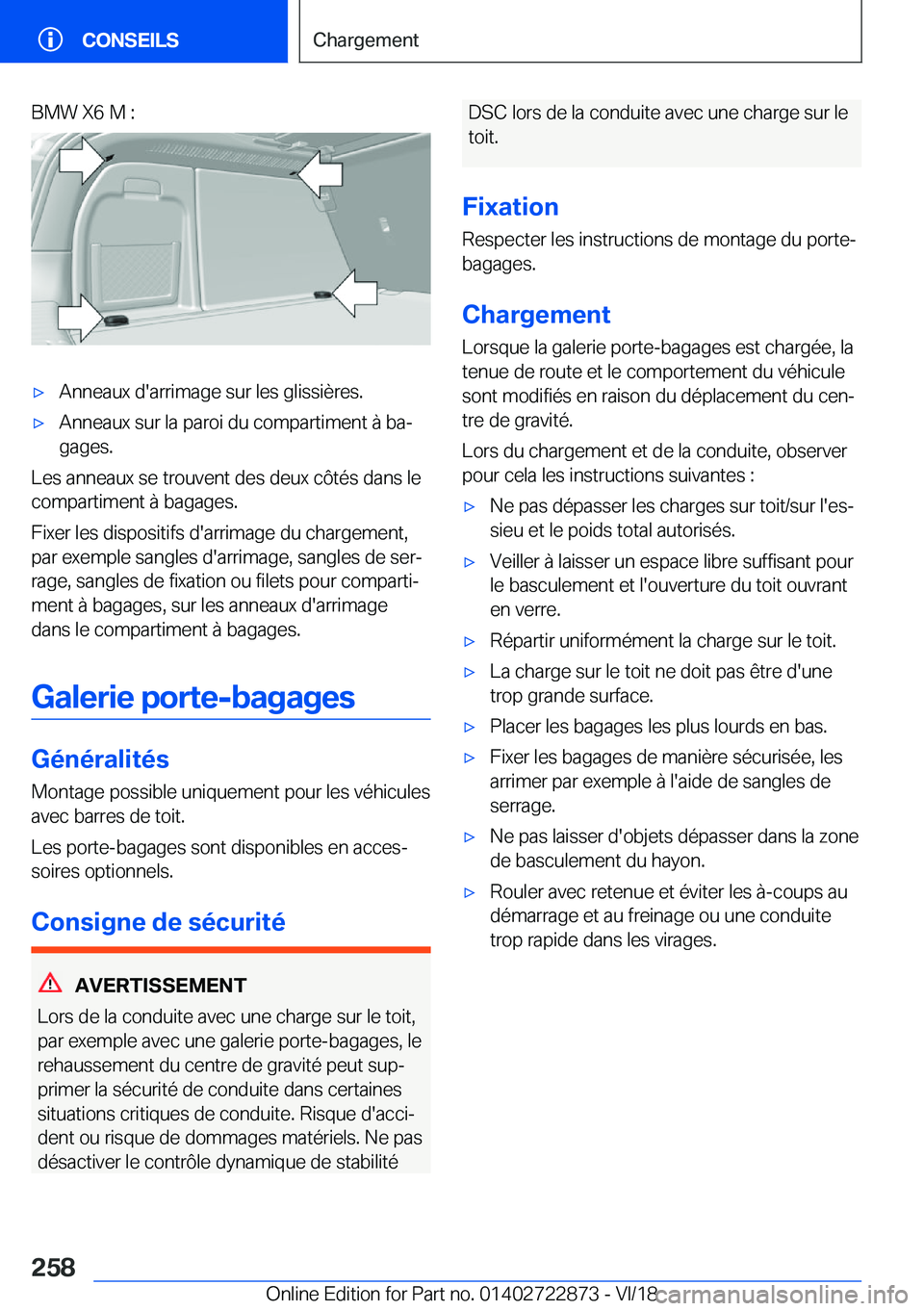 BMW X6 M 2019  Notices Demploi (in French) �B�M�W��X�6��M��:'x�A�n�n�e�a�u�x��d�'�a�r�r�i�m�a�g�e��s�u�r��l�e�s��g�l�i�s�s�i�è�r�e�s�.'x�A�n�n�e�a�u�x��s�u�r��l�a��p�a�r�o�i��d�u��c�o�m�p�a�r�t�i�m�e�n�t��