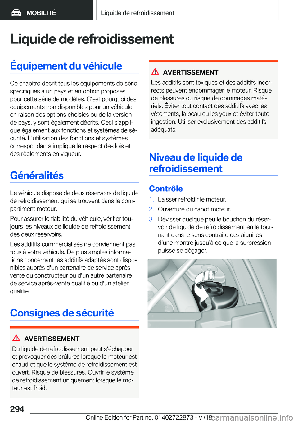 BMW X6 M 2019  Notices Demploi (in French) �L�i�q�u�i�d�e��d�e��r�e�f�r�o�i�d�i�s�s�e�m�e�n�t�É�q�u�i�p�e�m�e�n�t��d�u��v�é�h�i�c�u�l�e
�C�e��c�h�a�p�i�t�r�e��d�é�c�r�i�t��t�o�u�s��l�e�s��é�q�u�i�p�e�m�e�n�t�s��d�e��s�é�r�i�e�,