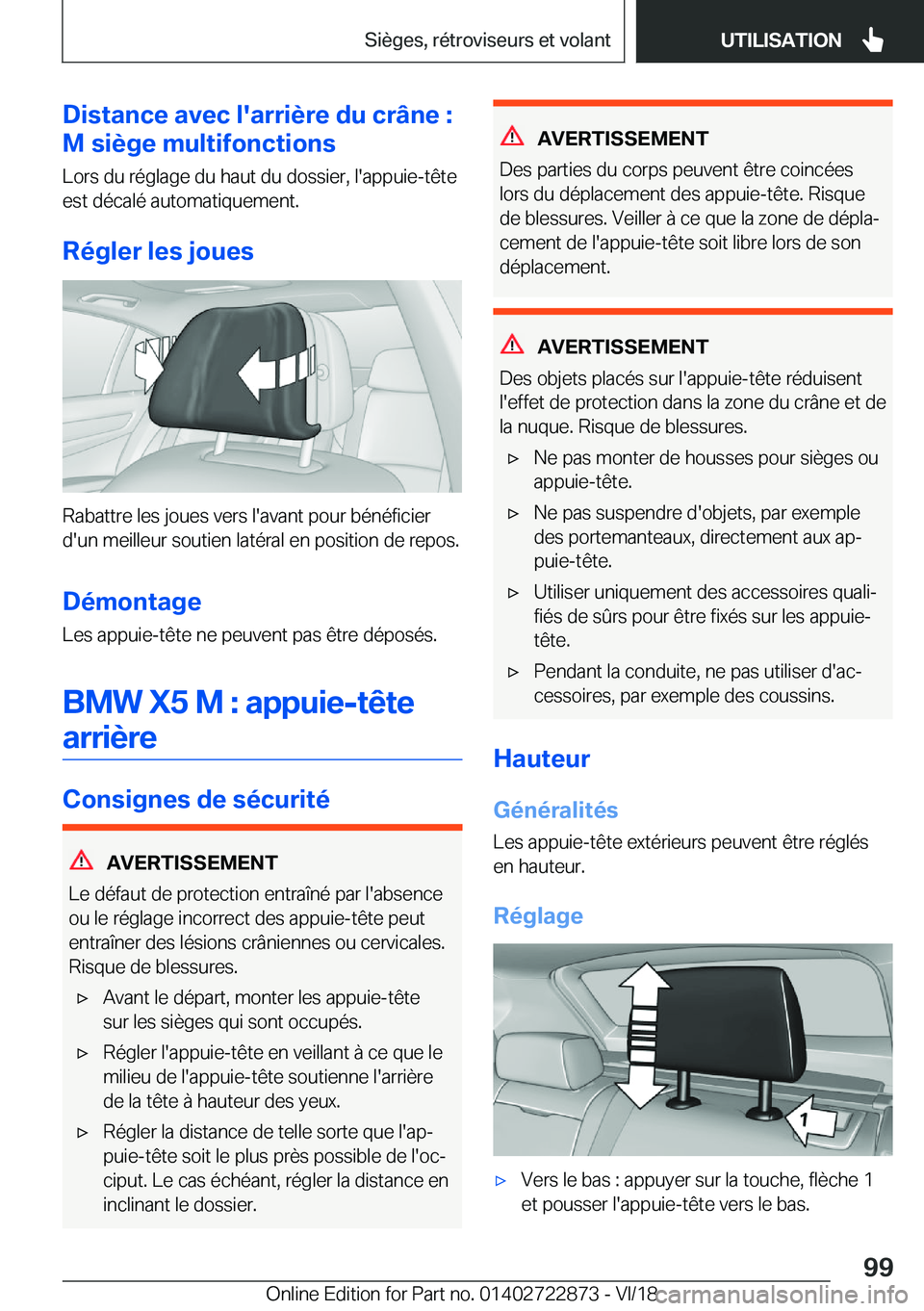 BMW X6 M 2019  Notices Demploi (in French) �D�i�s�t�a�n�c�e��a�v�e�c��l�'�a�r�r�i�è�r�e��d�u��c�r�