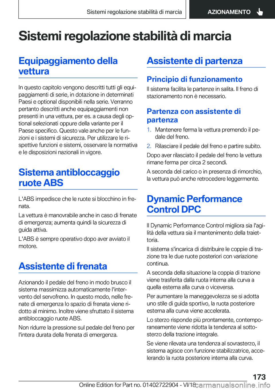 BMW X6 M 2019  Libretti Di Uso E manutenzione (in Italian) �S�i�s�t�e�m�i��r�e�g�o�l�a�z�i�o�n�e��s�t�a�b�i�l�i�t�
