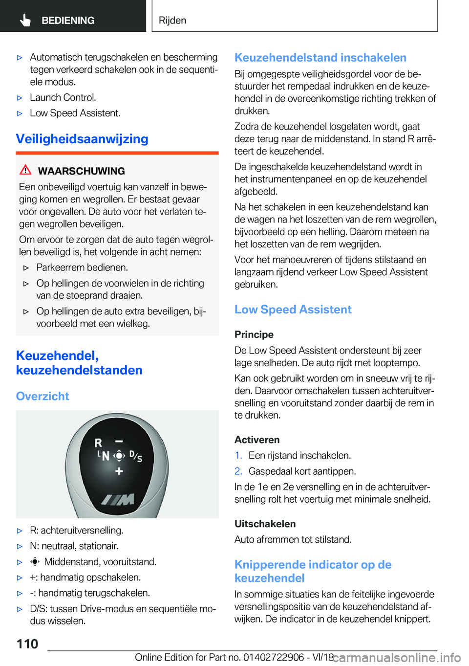 BMW X6 M 2019  Instructieboekjes (in Dutch) 'x�A�u�t�o�m�a�t�i�s�c�h��t�e�r�u�g�s�c�h�a�k�e�l�e�n��e�n��b�e�s�c�h�e�r�m�i�n�g
�t�e�g�e�n��v�e�r�k�e�e�r�d��s�c�h�a�k�e�l�e�n��o�o�k��i�n��d�e��s�e�q�u�e�n�t�ij �e�l�e��m�o�d�u�s�.&#