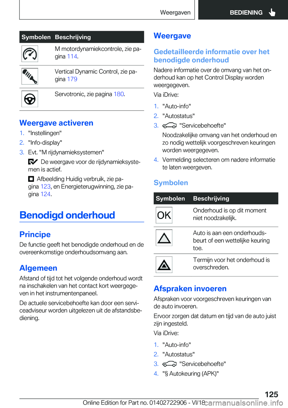 BMW X6 M 2019  Instructieboekjes (in Dutch) �S�y�m�b�o�l�e�n�B�e�s�c�h�r�i�j�v�i�n�g�M��m�o�t�o�r�d�y�n�a�m�i�e�k�c�o�n�t�r�o�l�e�,��z�i�e��p�aj
�g�i�n�a� �1�1�4�.�V�e�r�t�i�c�a�l��D�y�n�a�m�i�c��C�o�n�t�r�o�l�,��z�i�e��p�aj
�g�i�n�a�