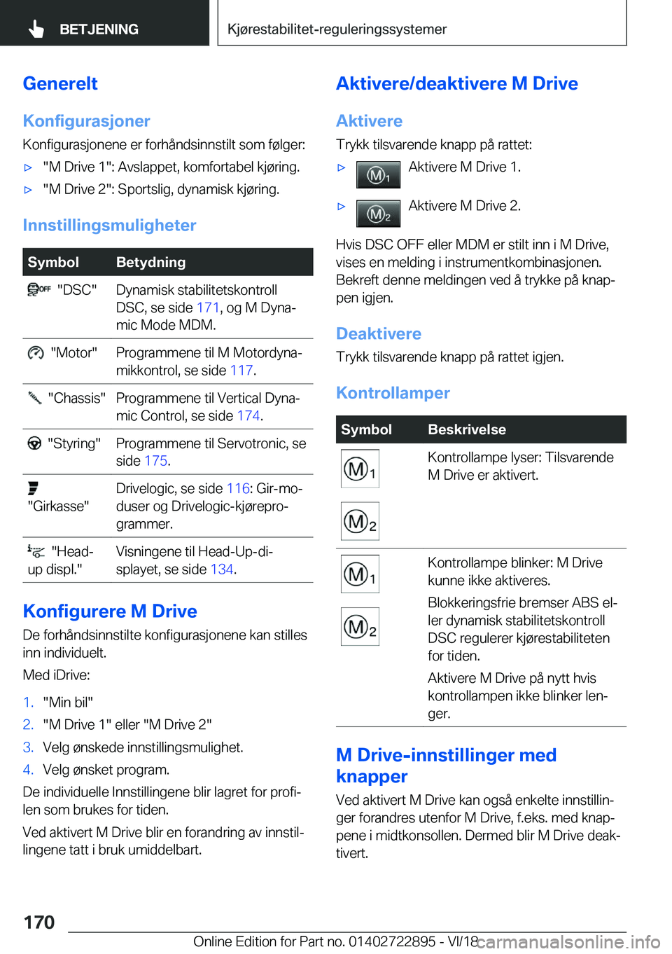 BMW X6 M 2019  InstruksjonsbØker (in Norwegian) �G�e�n�e�r�e�l�t
�K�o�n�f�i�g�u�r�a�s�j�o�n�e�r �K�o�n�f�i�g�u�r�a�s�j�o�n�e�n�e��e�r��f�o�r�h�å�n�d�s�i�n�n�s�t�i�l�t��s�o�m��f�