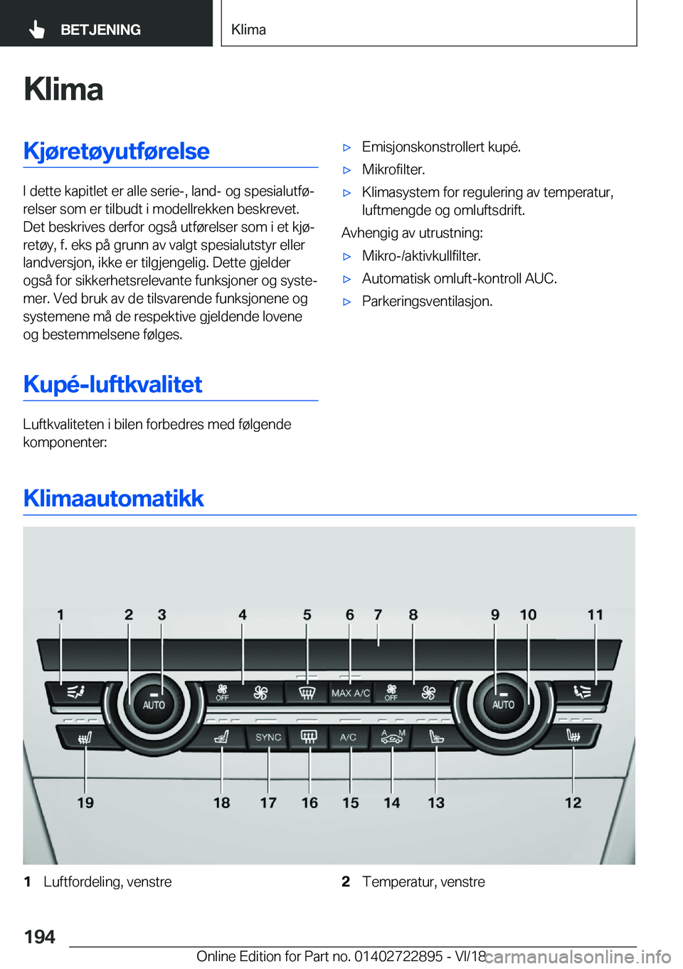 BMW X6 M 2019  InstruksjonsbØker (in Norwegian) �K�l�i�m�a�K�j�