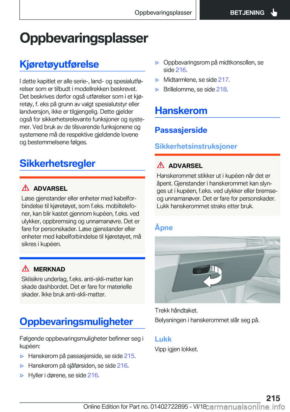 BMW X6 M 2019  InstruksjonsbØker (in Norwegian) �O�p�p�b�e�v�a�r�i�n�g�s�p�l�a�s�s�e�r�K�j�