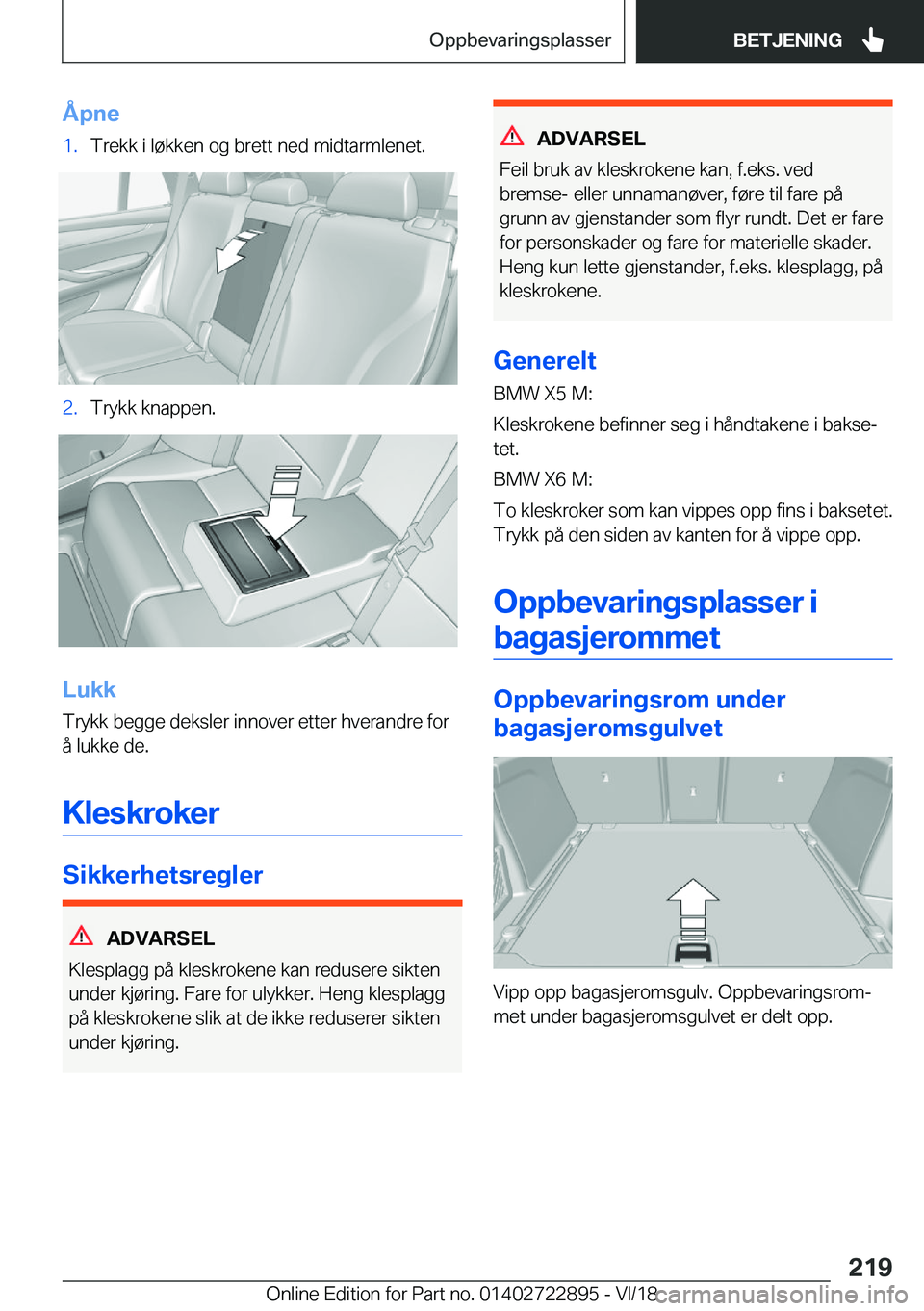 BMW X6 M 2019  InstruksjonsbØker (in Norwegian) �