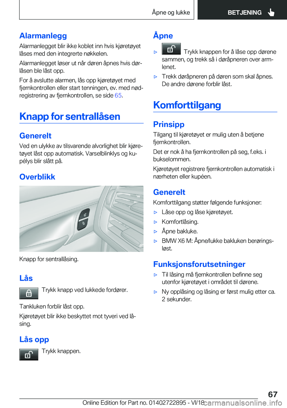 BMW X6 M 2019  InstruksjonsbØker (in Norwegian) �A�l�a�r�m�a�n�l�e�g�g�A�l�a�r�m�a�n�l�e�g�g�e�t��b�l�i�r��i�k�k�e��k�o�b�l�e�t��i�n�n��h�v�i�s��k�j�