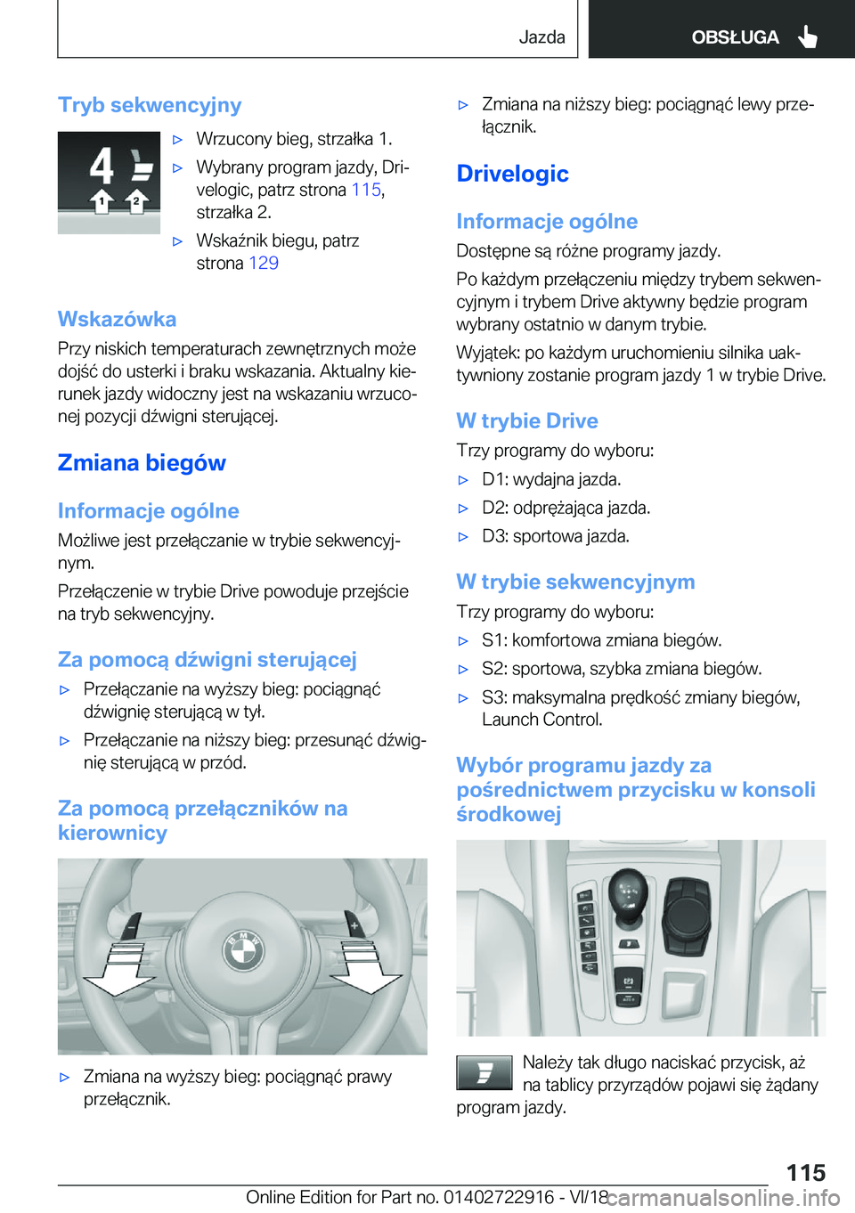 BMW X6 M 2019  Instrukcja obsługi (in Polish) �T�r�y�b��s�e�k�w�e�n�c�y�j�n�y'x�W�r�z�u�c�o�n�y��b�i�e�g�,��s�t�r�z�a�ł�k�a��1�.'x�W�y�b�r�a�n�y��p�r�o�g�r�a�m��j�a�z�d�y�,��D�r�ij
�v�e�l�o�g�i�c�,��p�a�t�r�z��s�t�r�o�n�a� �1�