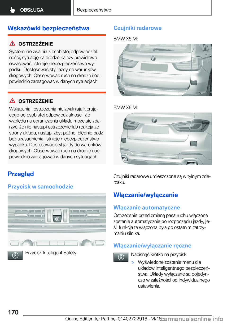 BMW X6 M 2019  Instrukcja obsługi (in Polish) �W�s�k�a�z�