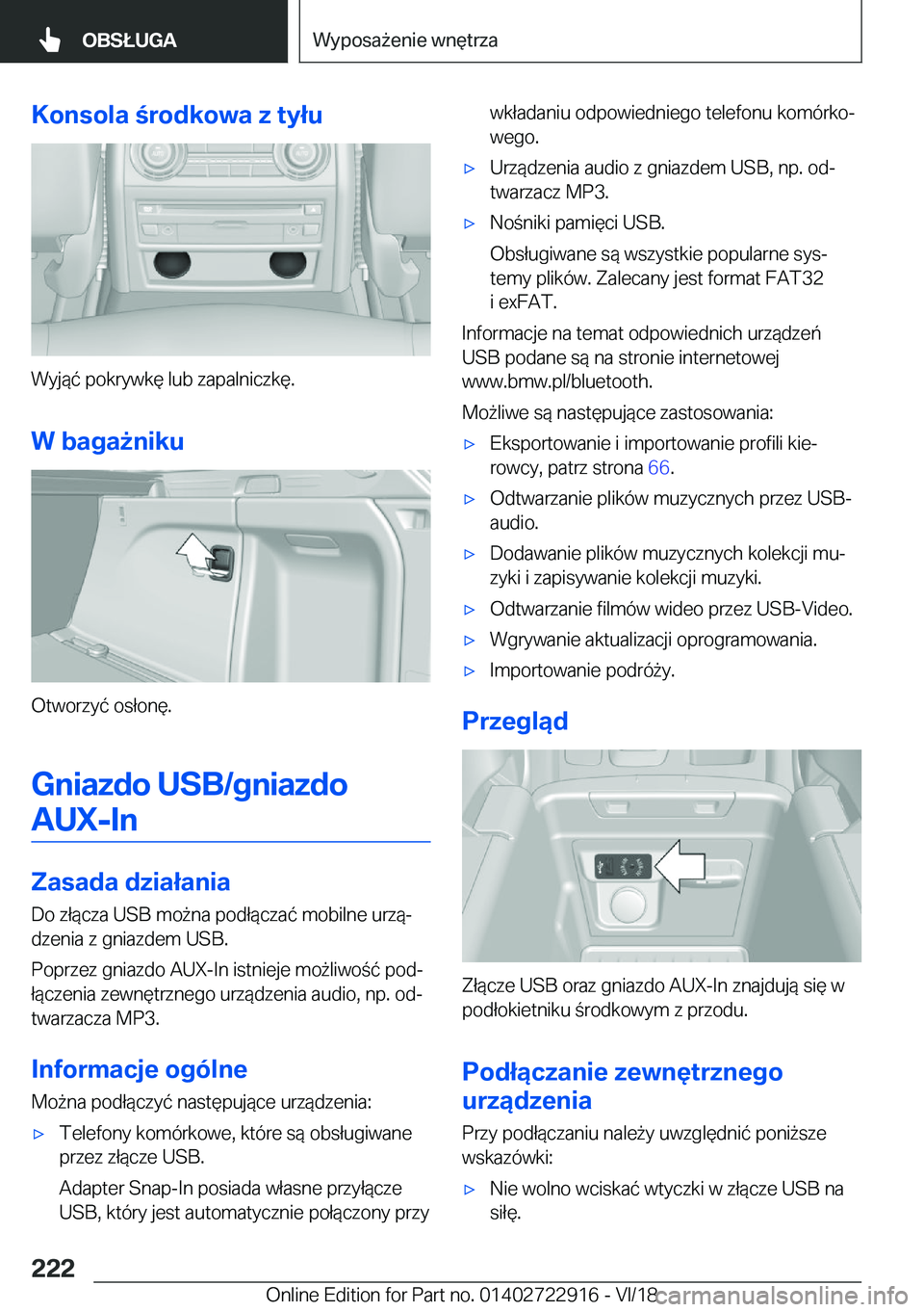BMW X6 M 2019  Instrukcja obsługi (in Polish) �K�o�n�s�o�l�a��r�o�d�k�o�w�a��z��t�y�ł�u
�W�y�j�