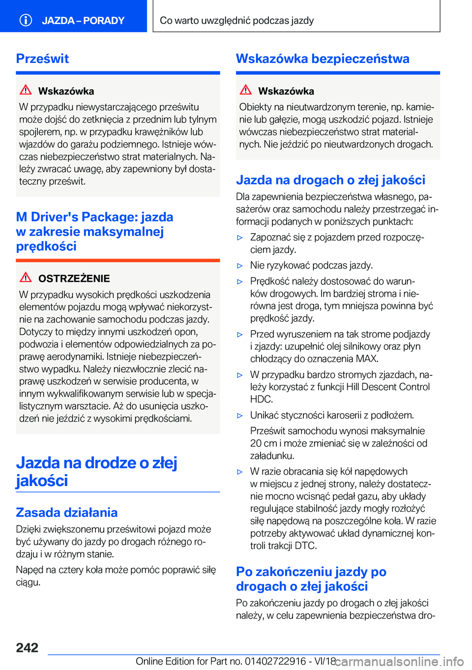 BMW X6 M 2019  Instrukcja obsługi (in Polish) �P�r�z�e�w�i�t
�W�s�k�a�z�