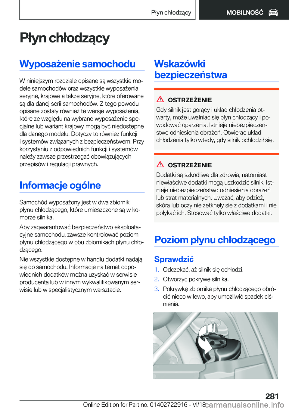 BMW X6 M 2019  Instrukcja obsługi (in Polish) �P�ł�y�n��c�h�ł�o�d�z�ą�c�y�W�y�p�o�s�a9�e�n�i�e��s�a�m�o�c�h�o�d�u
�W��n�i�n�i�e�j�s�z�y�m��r�o�z�d�z�i�a�l�e��o�p�i�s�a�n�e��s�
