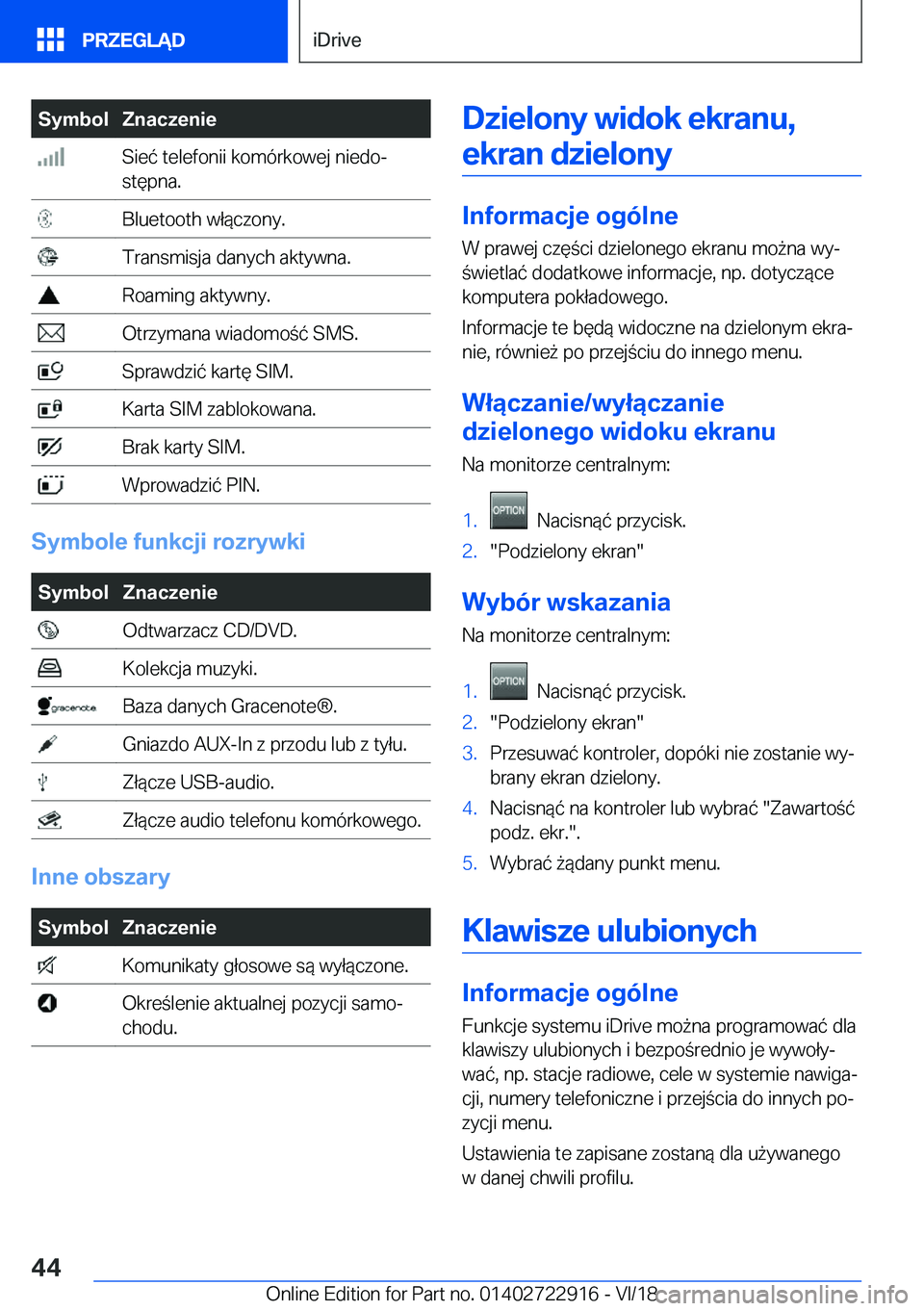 BMW X6 M 2019  Instrukcja obsługi (in Polish) �S�y�m�b�o�l�Z�n�a�c�z�e�n�i�e��S�i�e�